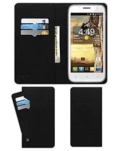 ACM Wallet Leather Flip Carry Case Compatible with Spice Mi-502n Smart Flo Pace 3 Mobile Flap Card Holder Front & Back Cover Royal Black