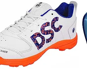 DSC Men's Beamer Cricket Shoes (Fluro Orange-White, Size 8 UK) Armour Cricket Abdominal Guard (Mens, Multicolour)