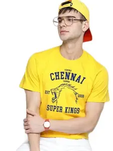 Young Trendz Half Sleeve Mens IPL T-Shirts (M, Yellow-CSK)