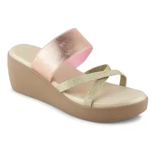CLOG LONDON Comfortable Wedge Heels for Women | Elegant and Lightweight Sandals for All Occasions CLF2508-GOLD-38