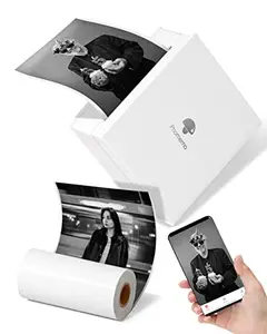 Zorbes Zorbes® Mini Printer M02 Mini Bluetooth Wireless Thermal Printer with 1 Roll Print Paper Compatible with iOS & Android, Black & White Mini Photo Printer for Sticker, Notes, Memo, Photo, White