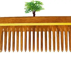 Rufiys Wide Tooth Comb | Wooden Comb for Men & Women for Hair Growth | Curly Hair Detangler | Anti Dandruff comb (Pack of 1) 14 Cm