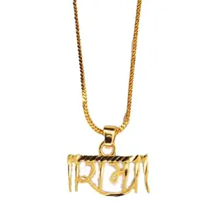 Mahi Gold Plated Shri Ram Pendant Locket with Chain for Men and Women (PS1101890G)