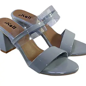 SKOLL Women Grey Patent Transparent Block Heel Slip On 38