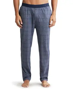 Jockey Men's Pyjama Bottom (Regular Fit Pyjama_Mid Blue Print1-Small)