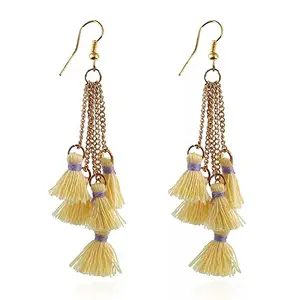 Shining Diva Fashion Jewellery Yellow Thread Bohemian Tassel Stylish Earrings for Women and Girls (9200er)