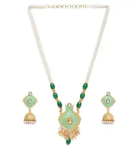 Kittu TradersWomen's Rose Gold Plated Alloy Necklace & Earings Set-PID47498