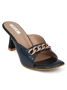 ELLE Women's Blue Block Heel Sandals