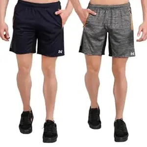 NINQ Mens 2 Pack Polyester Yoga Short Men Summer Running Gym Sports Shorts with Pockets Shorts for Men
