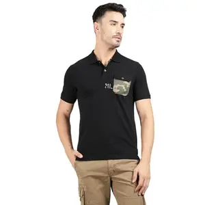 Royal Enfield Sun Fade MLG Polo Black T-Shirt (Size: S)-TSA240002-BLACK