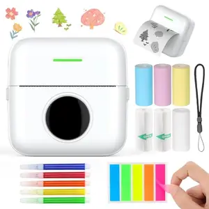 HUIJUTCHEN Mini Printer, Portable Photo Printer, Bluetooth Thermal Printer, Includes Pocket Printer, Sticker, Printer for iOS and Android with 10 Rolls of Thermal Paper for Photos, Notes, Memos (X5