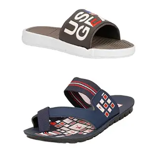 GeNIAL Men Slippers Grey Colour | Size - 8 | GRY GC-504+BLU WLKR-8