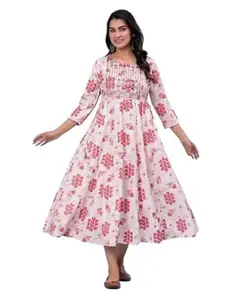 Women's Tiered Midi Dress, Floral Print, Short Sleeves, Cotton Blend