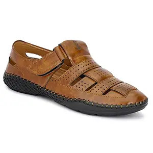 Buxton Comfortable Roman Sandals For Men (TAN, numeric_7)