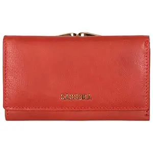 Sassora Genuine Leather Medium Size Blue RFID Protected Women Wallet (12 Card Slots)