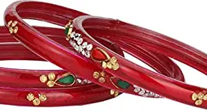 Designer Fancy Party Glass Bangle Cum Kada Set of 4 Decorative with Colorful Beads & Stone (with Safety Cum Gift Box) BN-17_2.2 (Re_Bangle-ND1.a_bang)