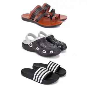 DRACKFOOT Men's Sandals | Lightweight Wear| Stylish & Easy to Wear For Men's GRT-SAN-(3-COMBO)-3151-3018-3024-7