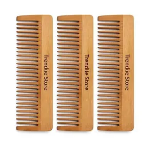 Trendiie Store Neem Wood Comb – Pack of 5 Natural Wooden Hair Combs – Anti-Static & Eco-Friendly for Men & Women
