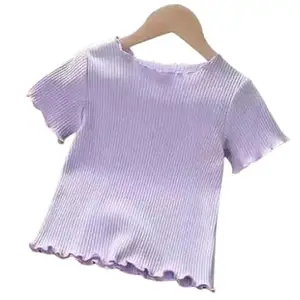 AMLI WHO Else Pico Crop Top Plain Half Sleeves for Women/Girls (Small, Purple)