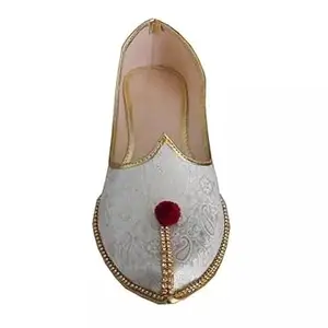 Handmade Leather Jutties Flip-Flops, Mojaries Khussa, UK 5.5-11.5 (Cream, UK Footwear Size System, Adult, Men, Numeric, Medium, 6.5)