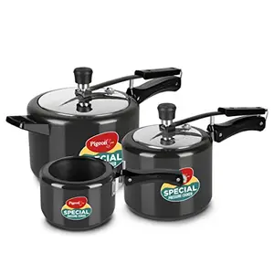 Pigeon by Stovekraft 2+3+5 Litre Combo Special Hard Anodised Inner Lid Induction Base Pressure Cooker (Black) BIS Certified,Common lid for 2+3L price in India.