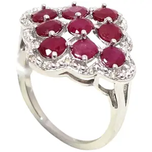Rajasthan Gems Ring 925 Sterling Silver Natural Precious Red Ruby Manik Gem Stone Gemstone & Real Diamonds Diamond Women Handmade Gift k700