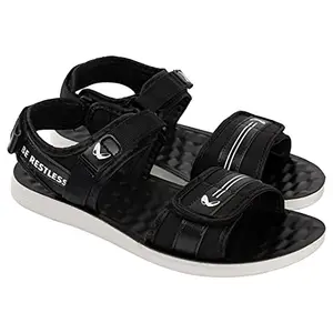 Walkaroo Men's Black Outdoor Sandals-7 UK (GG8405)
