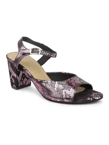 Inc.5 Women Pink Printed Peep Toes Block Heels