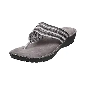 Metro Women's Grey Faux Leather Thong Strap Comfy Fashion Sandals UK/3 EU/36 (44-1678)