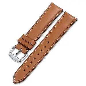 Ewatchaccessories 20mm Genuine Leather Watch Band Strap Fits Jupitor Pilot A59028, A59028 Tan With White Stich Silver Buckle