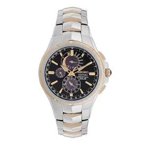 Seiko Stainless Steel Coutura Analog Black Dial Men Watch-Ssc764P1, Bandcolor-Silver