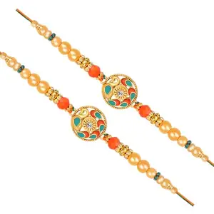 De Marquis Send Rakhi for Brother (Pack of 2) Roli-Chawal Pack, Best Wishes Greeting Card (HAPPY RAKSHABANDHAN)
