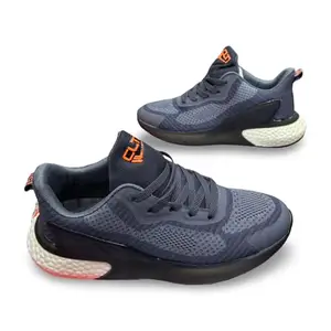 CLT Plus Athletic Running Shoes, Mesh Knit Upper, Navy Blue with Orange Accents, Cushioned Midsole (Grey, UK Footwear Size System, Adult, Men, Numeric, Medium, 8)