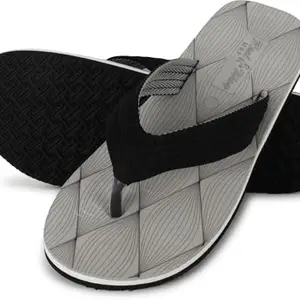 Footexo Men's Solid Casual EVA Slippers – Slip-On Anti-Skid Fashion Chappal with Cushioned Insole | Lightweight Flat Footwear | Color D Grey | Size : 8