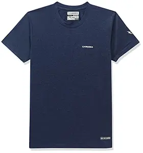 Charged Brisk-002 Melange Round Neck Sports T-Shirt Indigo Size XL