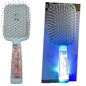 K KIRATIVEYOU KIRATIVEYOU Hair Comb for Kids, Hair Brush for Girls & Boys, Cute LED Light Hairbrush for Styling, Large, Soft Bristle for Baby Women, Curly Hair, Travel, Gifts For Children (Pack of 1) (Multicolor)