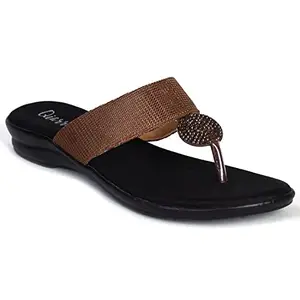 AJANTA Womens Brown & Black Flat Sandal BL1371