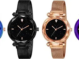 TFS Luxury Mesh Magnet Buckle Starry Sky Quartz Watches for Girls & Women 80036 Analog Watch