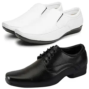 Vitoria Men's Graceful PU Formal/Party Shoes | 2 Shoes Combo with Free Belt | Stylish & Comfortable | Ideal for Office, Casual Outings, Parties (8994_VTR001-Blk-2007-Bdr) (Multicolor)(Size: 9UK)