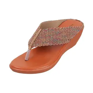 Mochi Women Tan Ethnic Wedge Sandal UK/4 EU/37 (32-485)