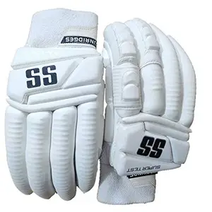 SS Cricket Batting Leather Gloves Super Test Mens Left Hand, White
