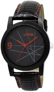 Colours Leather Dial Strap Analog Wrist Watches for Men Boys Watches || Multicolour (Dark Black)