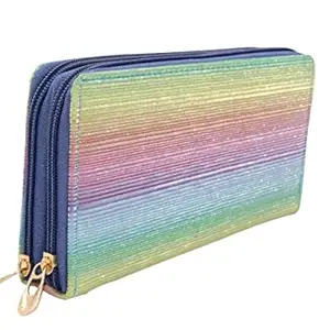 Leather Stylish Long Ladies Wallet with Zip Pocket Zipper Inner Material Polycotton Attractive Colors (Multicolor)