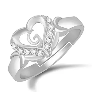 MEENAZ G Rings for Women Girls Couple girlfriend Wife lovers Valentine Gift CZ AD American diamond Adjustable platinum I Love You Heart Initial Letter Name Alphabet G finger Silver Ring Stylish -19