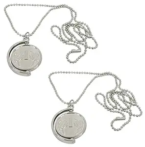 De-Ultimate (Set Of 2 Pcs) Unisex Metal Fancy & Stylish Solid Oxidize Silver Plated One Rupees Coin/Sikka Locket Pendant Necklace With Chain