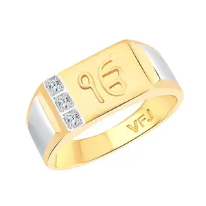 Vighnaharta valentine day gift valentineday gift for her gift for him gift for women gift for men Lord Ek Onkar CZ Gold and Rhodium Plated Alloy Gents Ring for Boys and Men - [VFJ5032FRG16]