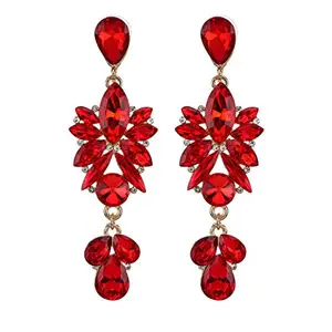 YouBella Jewellery Earrings for women Crystal Earrings for Girls and Women (Red)
