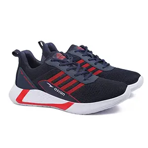 ASIAN Men's Casual Snaeker & Running, Gym Shoes with Lightweight Lace-Up Shoes for Men's & Boy's Battle-01 Navy,RED,UK 7