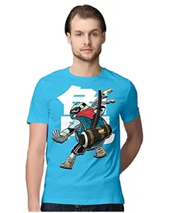 ALLEN BLACK Men's Regular Fit T-Shirt Samurai Warrior Turtle - Ninja 100% Cotton T-Shirt Sky Blue_SMWTRNNMEN-Sky Blue M Men Round_