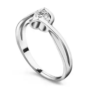 MYKI High-class beauty Beautiful Hollow Heart Zircon Silver Adjustable Ring For Women & Girls